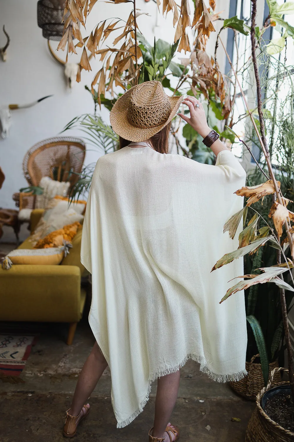 Summer Frayed Trim Kimono sold by Leto Collection product image thumbnail 5