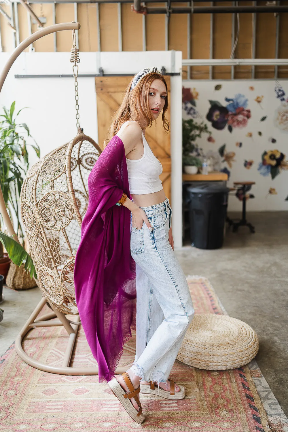 Summer Frayed Trim Kimono sold by Leto Collection product image thumbnail 3