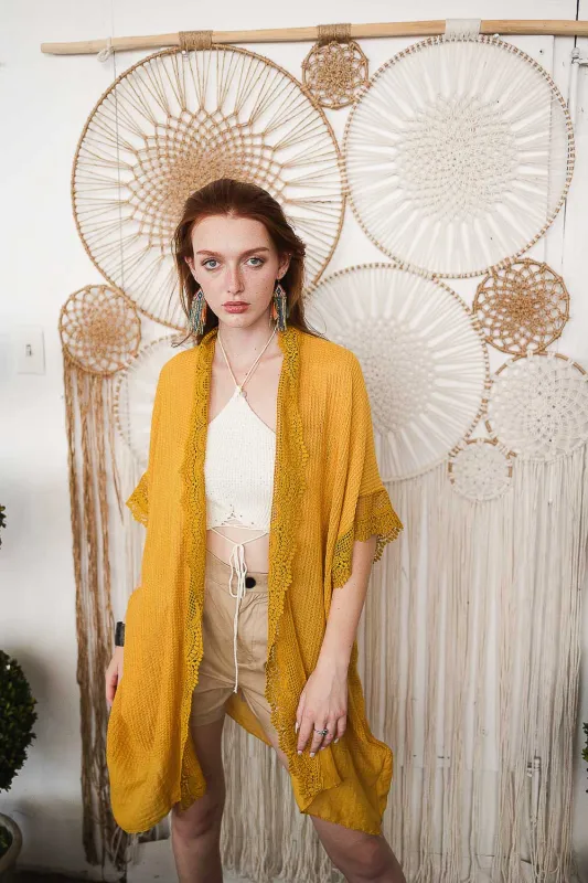Sunshine Lace Trim Kimono sold by Leto Collection