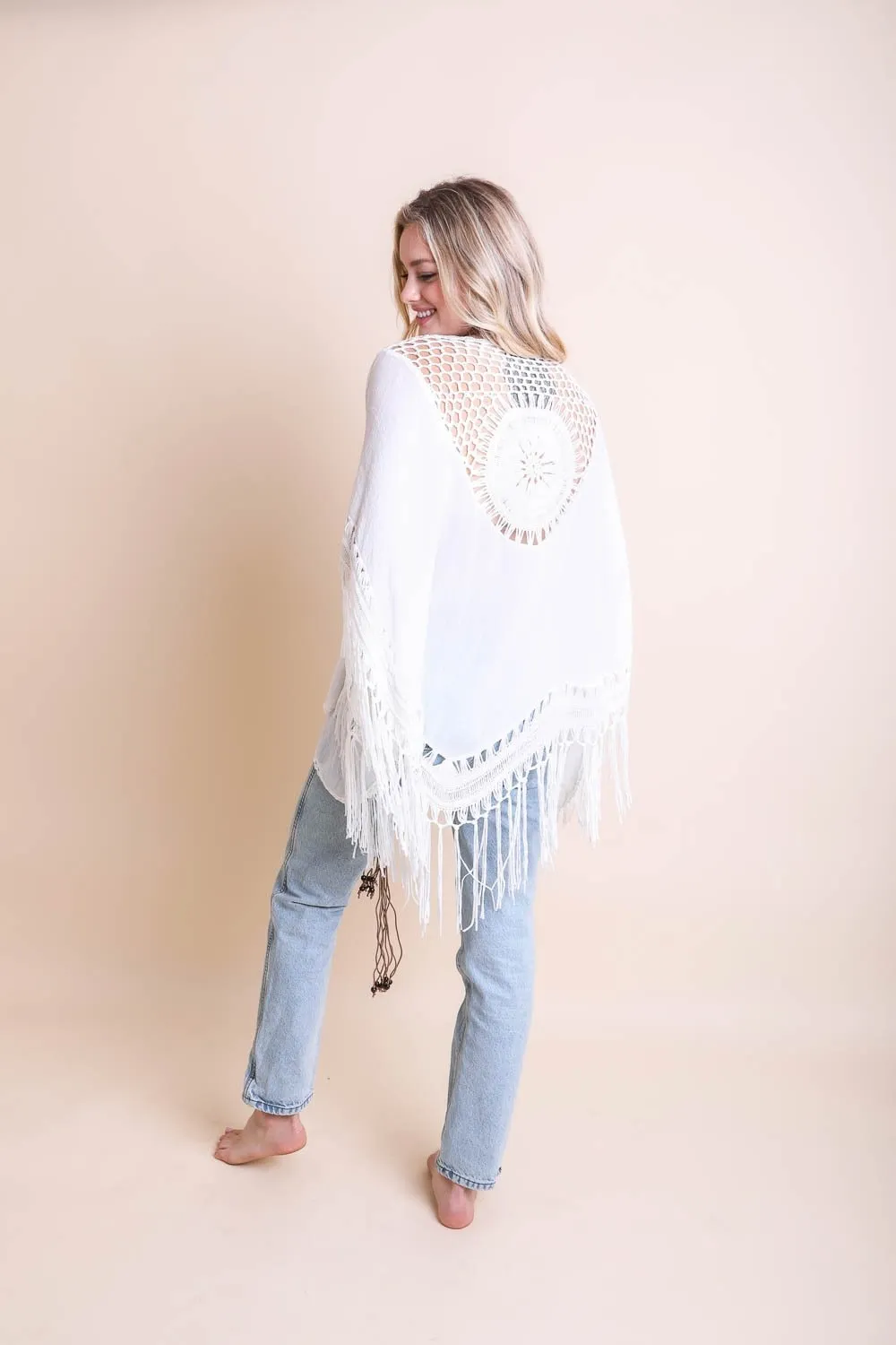 Crochet Medallion Tassel Kimono sold by Leto Collection product image thumbnail 4