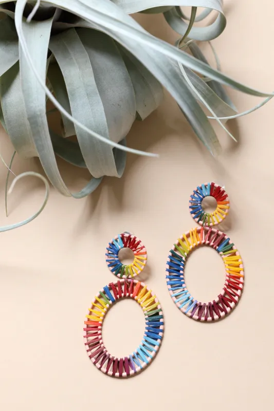 Raffia Hoop Statement Earrings made by Leto Collection