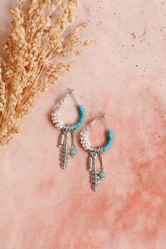 Dainty Feather Hoop Earrings🩵 made by Leto Collection