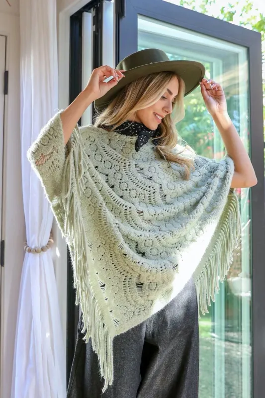 Scallop Lace Knit Poncho sold by Leto Collection