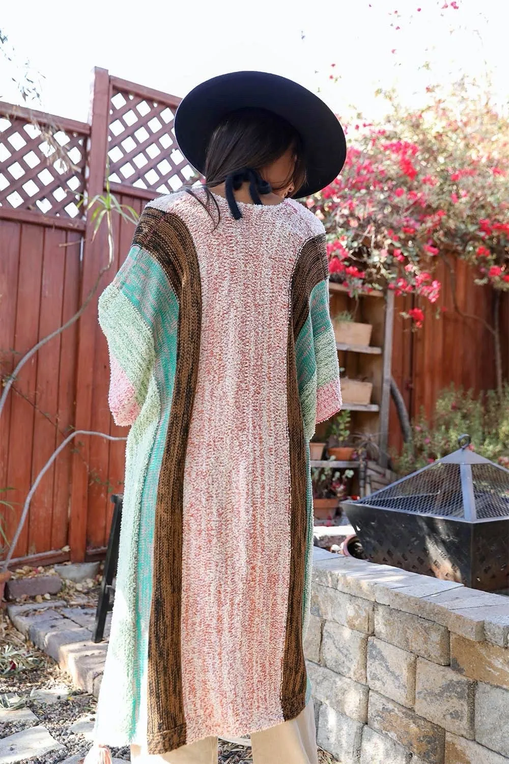 Multi-color Striped Tassel Poncho sold by Leto Collection product image thumbnail 2