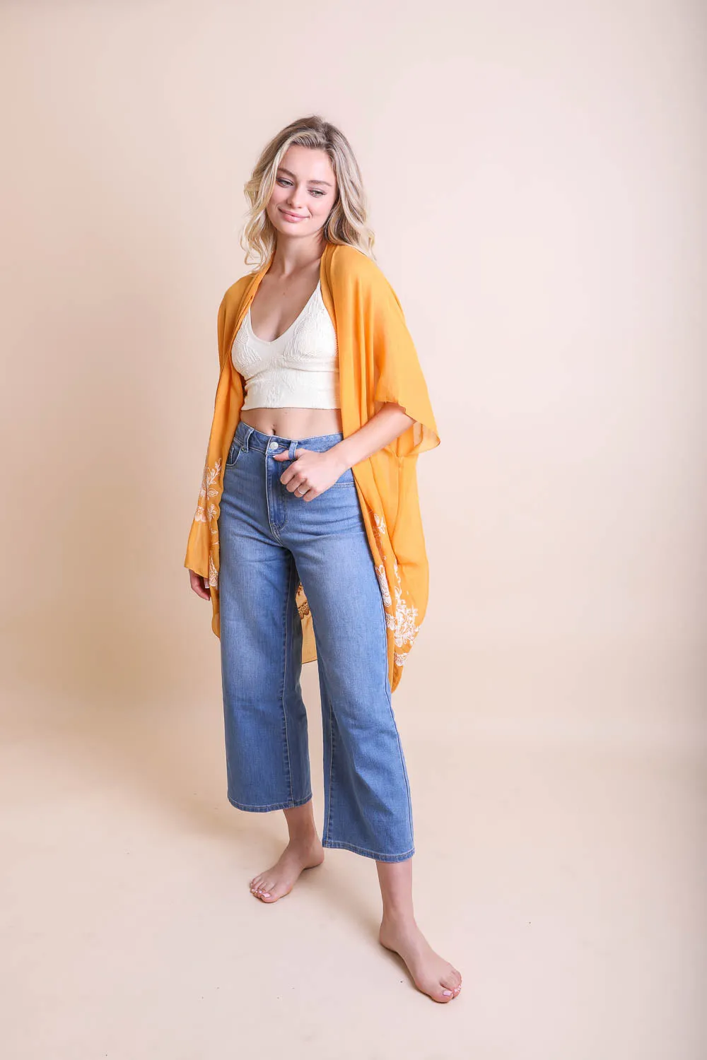 Chic Embroidered Kimono – Sophisticated Floral Design sold by Leto Collection product image thumbnail 3