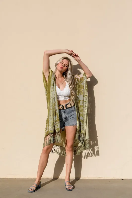 Velvet Mesh Tapestry Kimono sold by Leto Collection