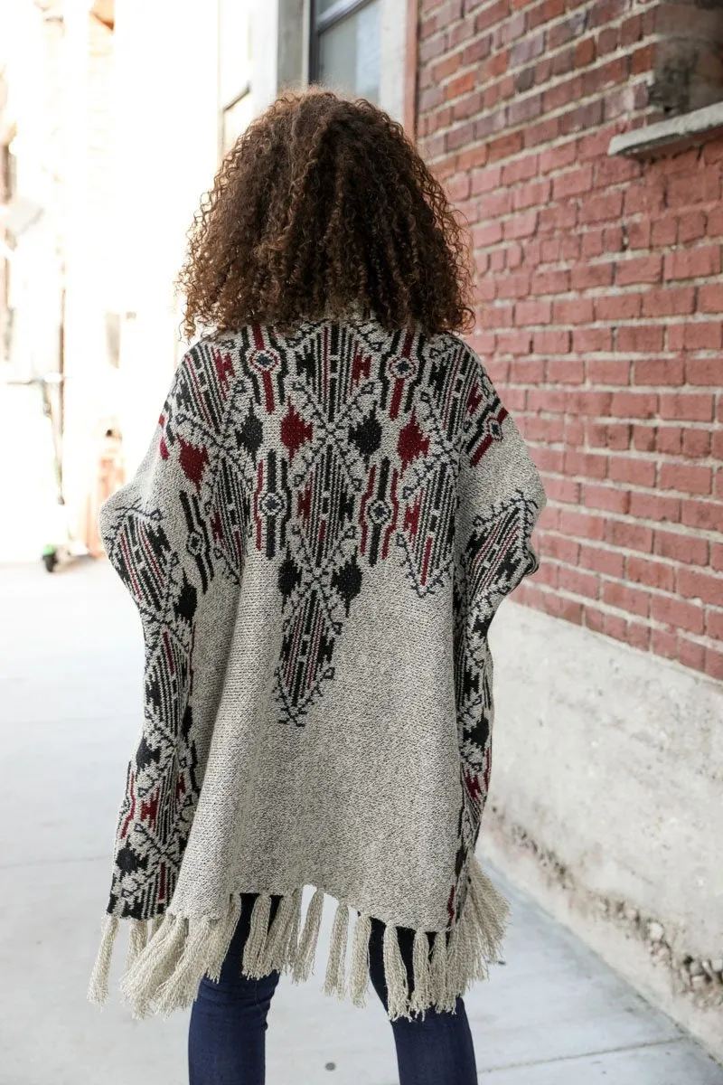 Heather Argyle Knit Ruana sold by Leto Collection product image thumbnail 2