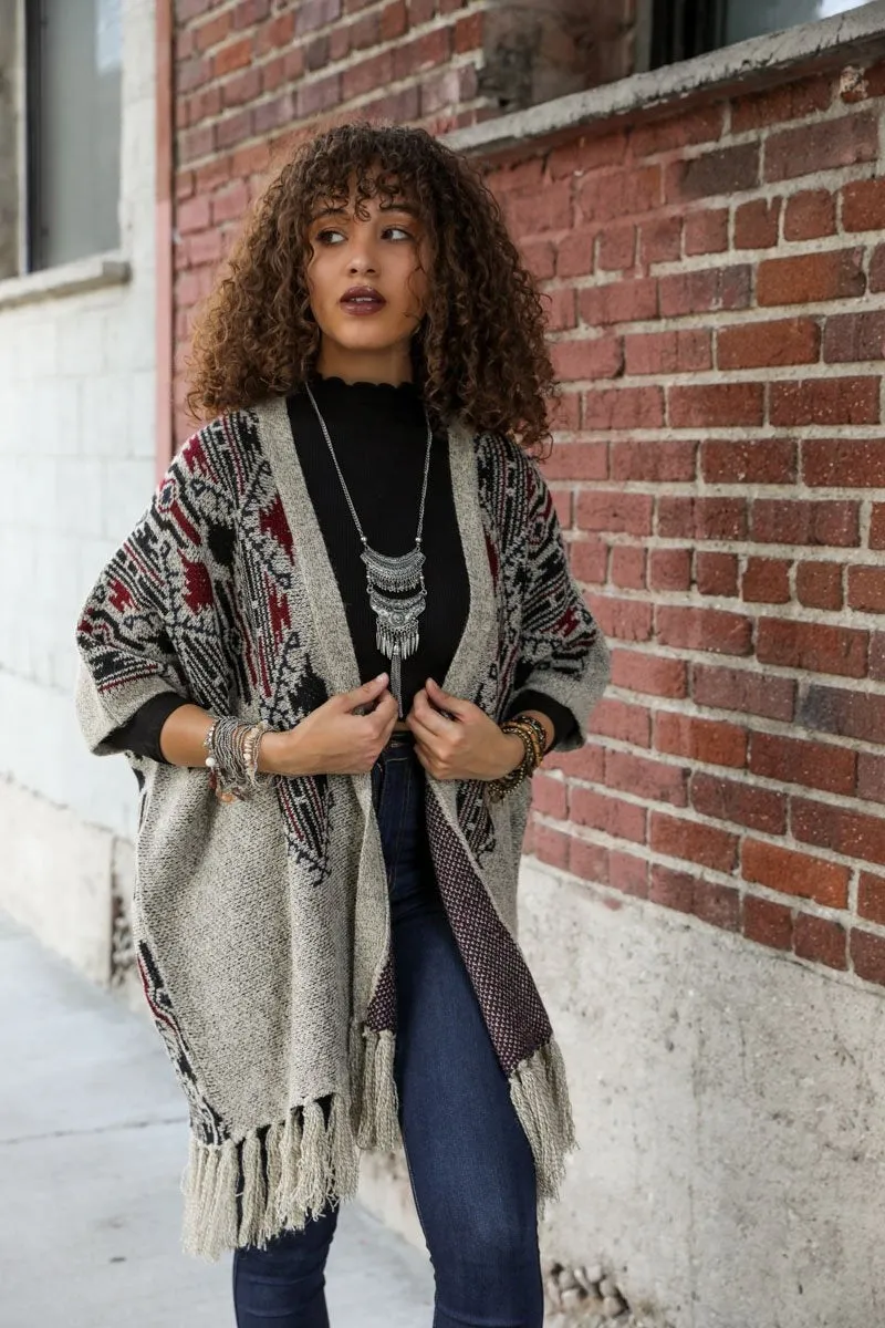 Heather Argyle Knit Ruana sold by Leto Collection