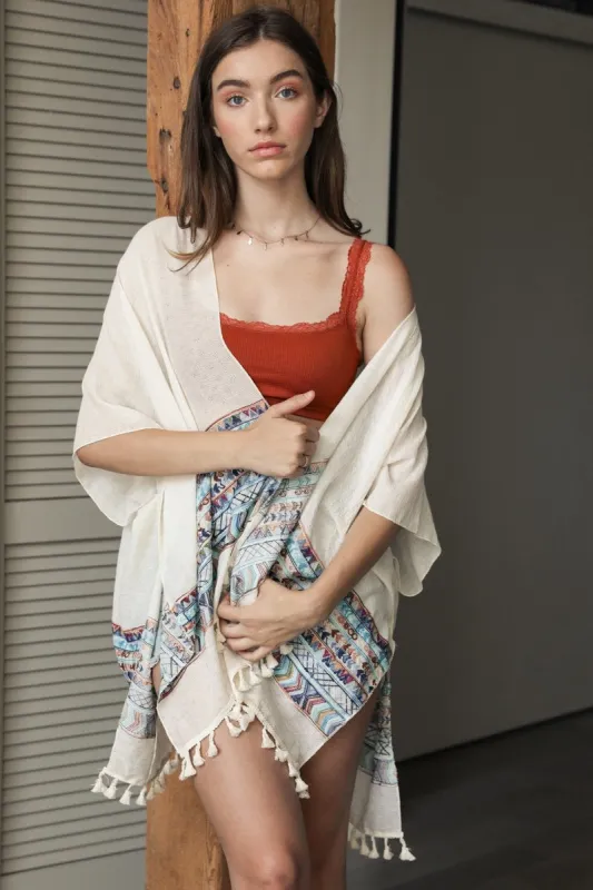 Embroidered Geometric Kimono sold by Leto Collection