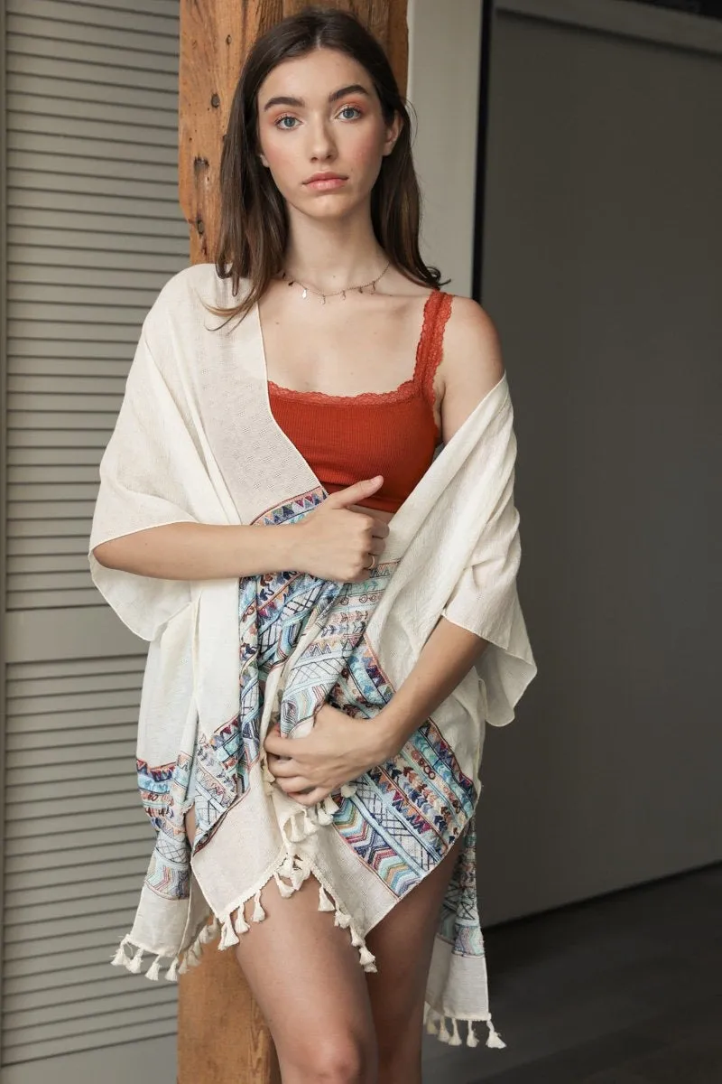 Embroidered Geometric Kimono sold by Leto Collection