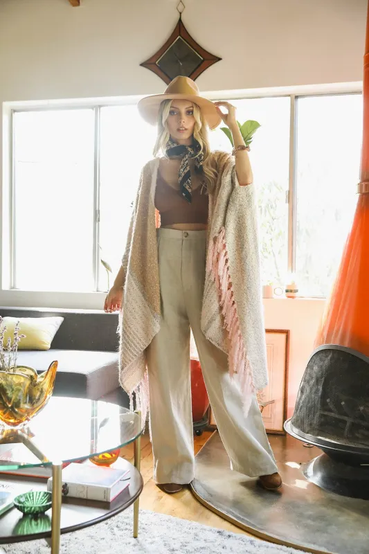 Stripe Bohemian Ruana Wrap sold by Leto Collection