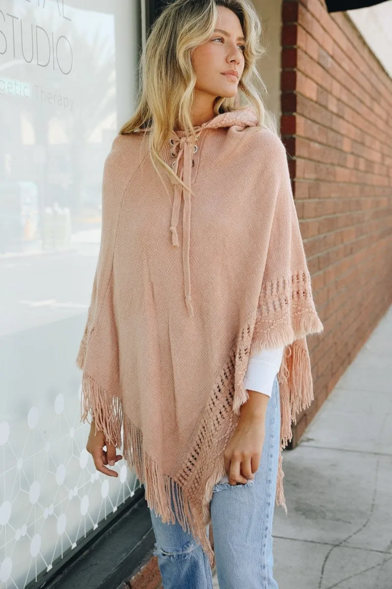 Classic Knit Hooded Poncho sold by Leto Collection product image thumbnail 4