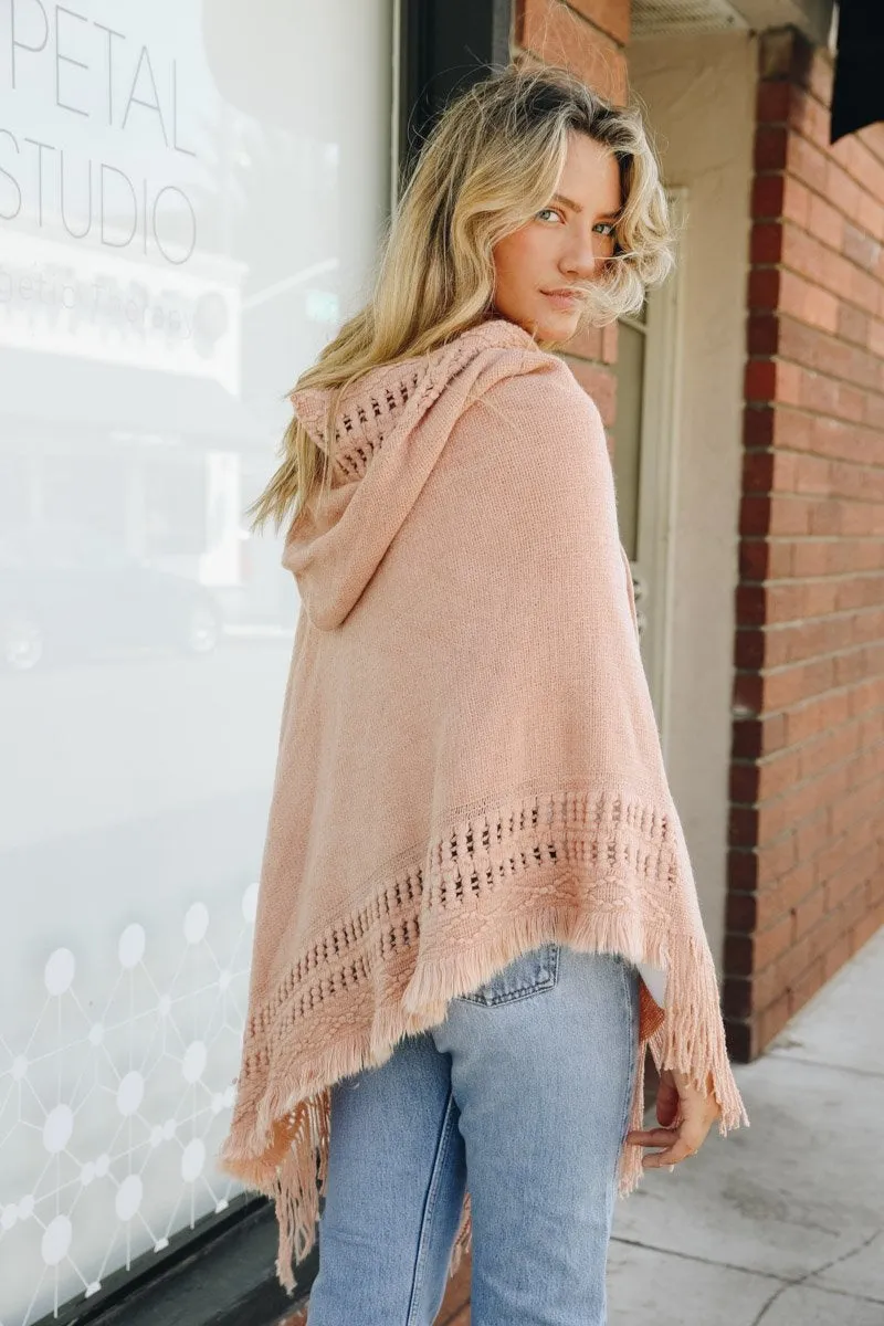Classic Knit Hooded Poncho sold by Leto Collection product image thumbnail 5