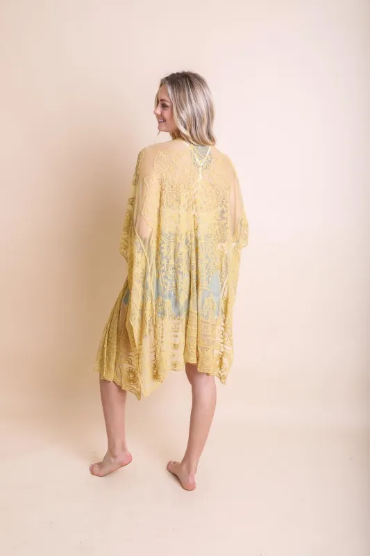 Floral Mandala Mesh Kimono sold by Leto Collection