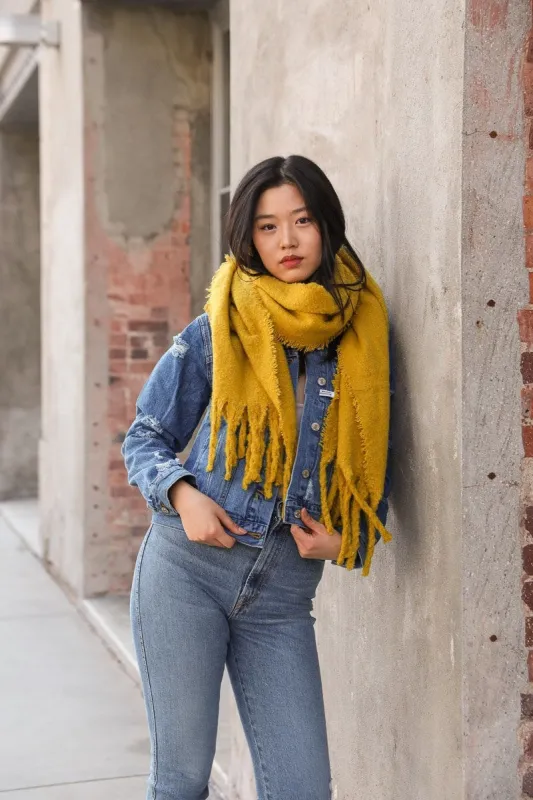 Tassel Trim Blanket Scarf made by Leto Collection