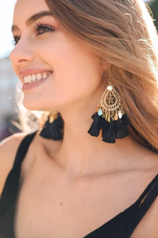 Filigree Raffia Tassel Earrings made by Leto Collection