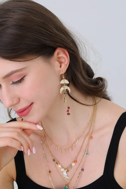 Gold Fan & Moon Drop Dangle Earring 🌙 made by Leto Collection