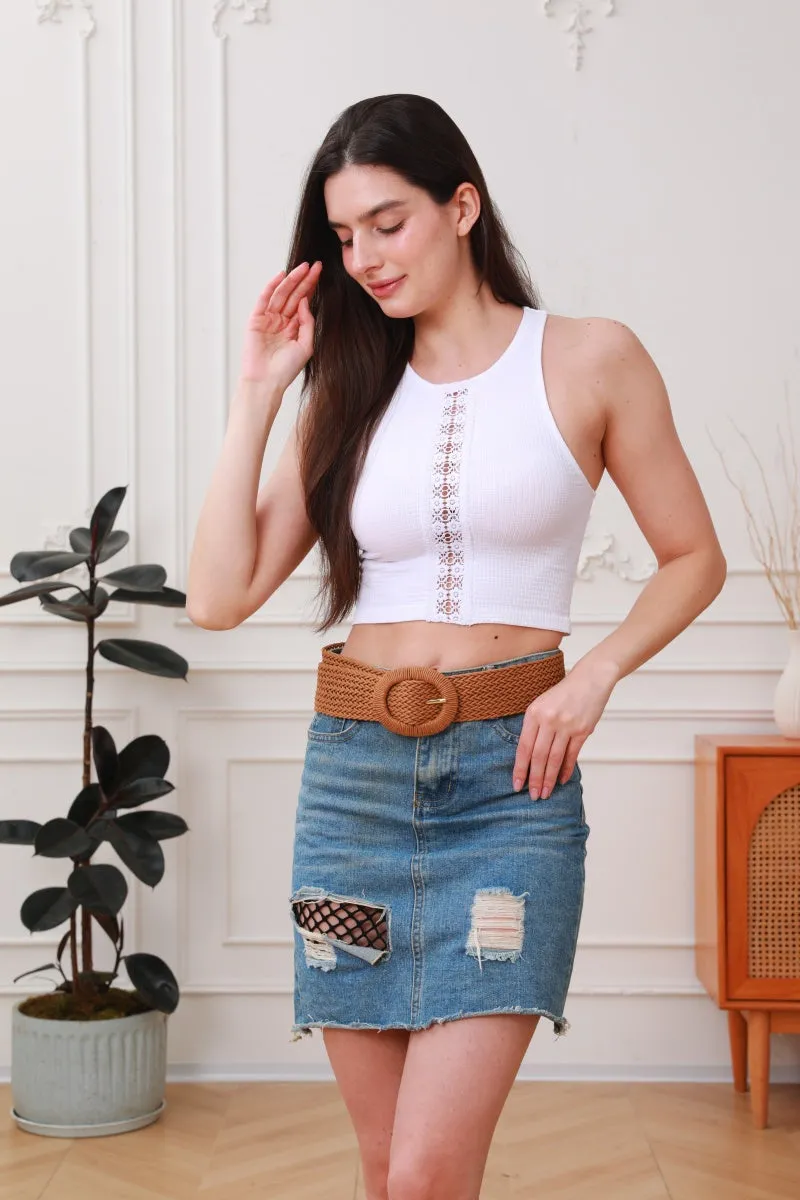 Handwoven Bohemian Waxed Cord Braided Belt sold by Leto Collection