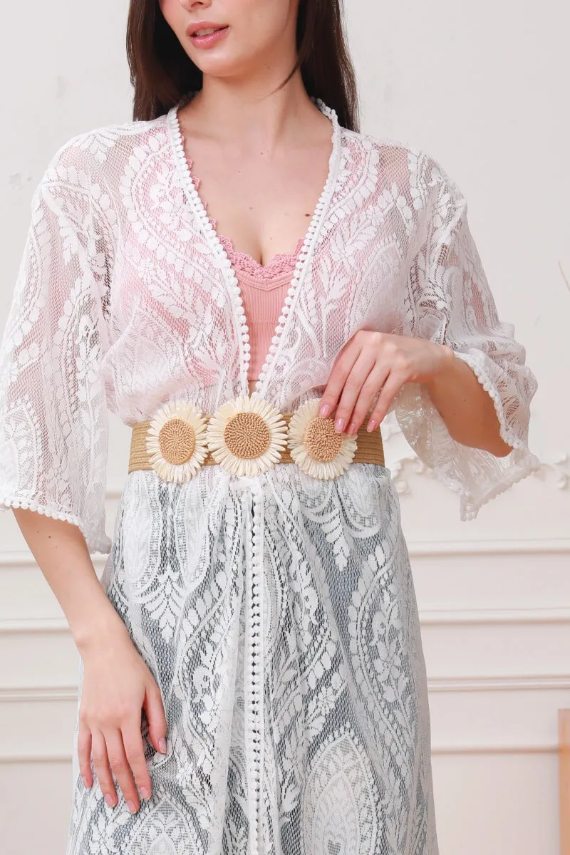 Bohemian Elastic Belt with Daisy Flower Accents sold by Leto Collection product image thumbnail 2