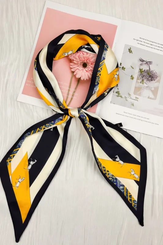 Wild Western: Vintage Horse Geometric Print Silky Scarf made by Leto Collection