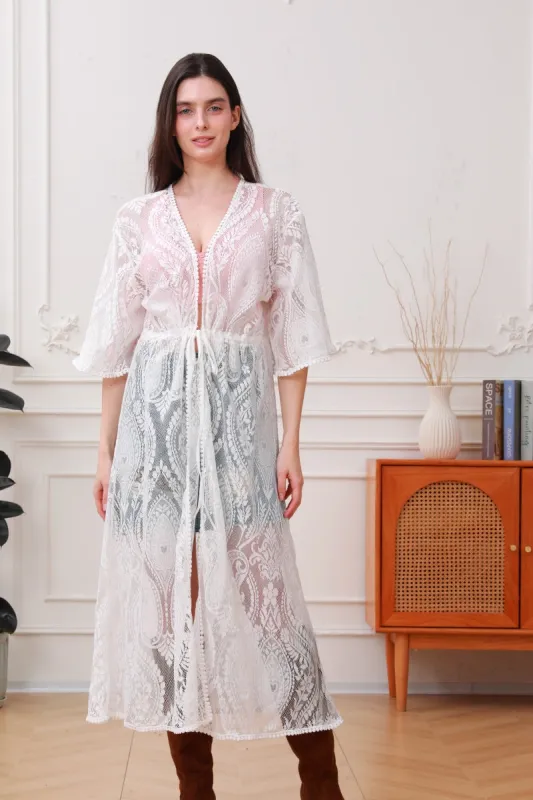 Boho Spirit: Paisley Mesh Lace Kimono Duster made by Leto Collection