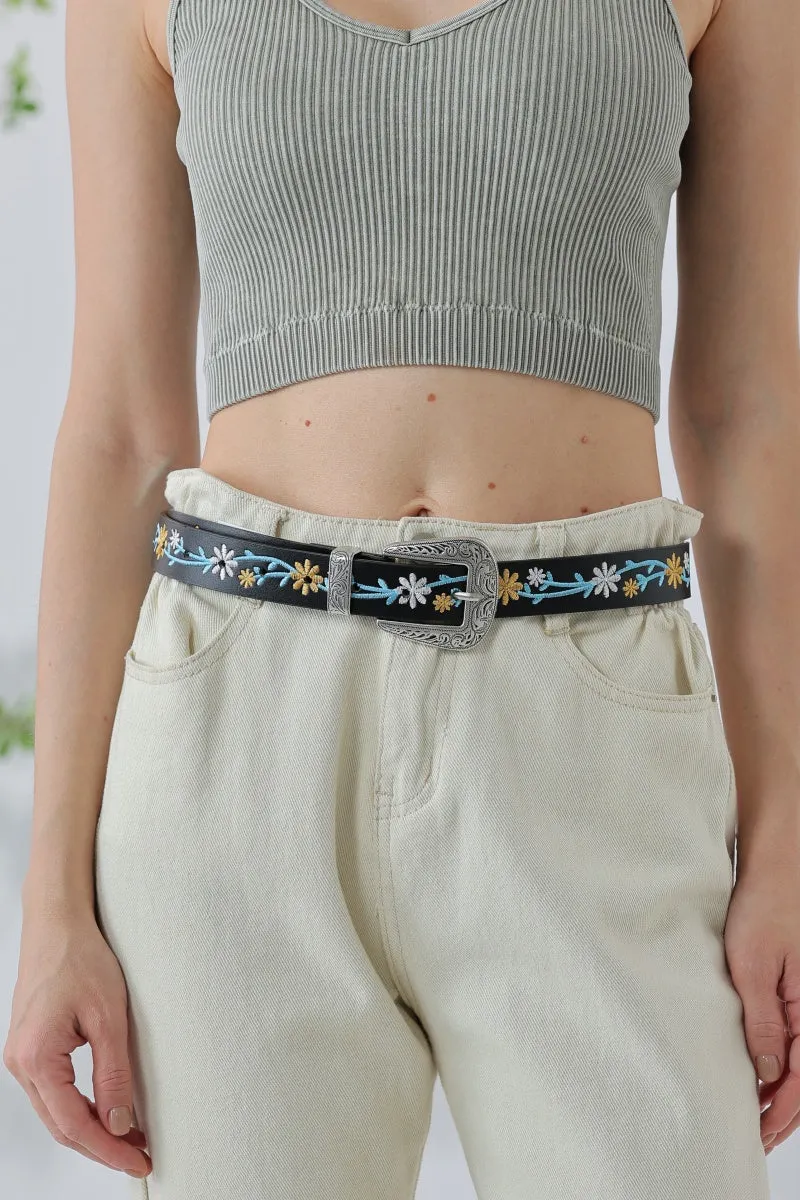 Vintage Garden: Retro Flower Embroidery Decorative Waist Belt sold by Leto Collection product image thumbnail 2