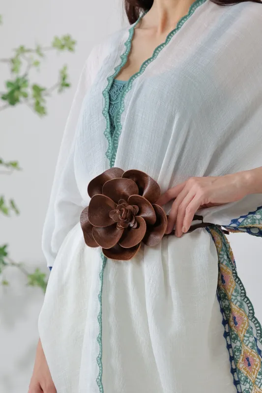 Wildflower: Bohemian Leather Flower Pendant Layered Belt made by Leto Collection
