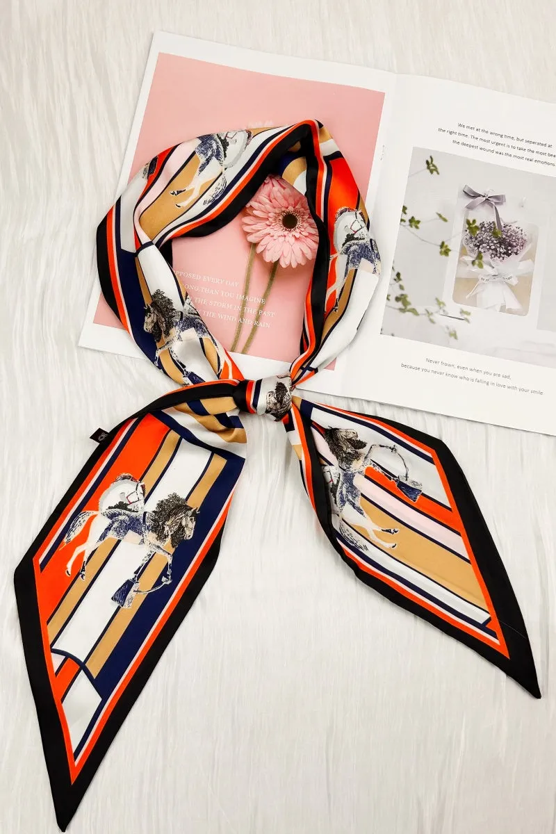 Equine Muse: Artistic Horse & Geometric Print Silky Scarf sold by Leto Collection product image thumbnail 3