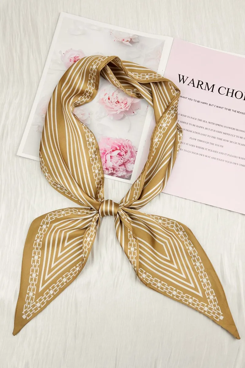 Parisian Edge: French Chain Stripe Satin Silky Skinny Scarf sold by Leto Collection product image thumbnail 3