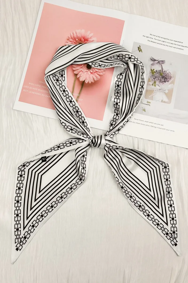 Parisian Edge: French Chain Stripe Satin Silky Skinny Scarf sold by Leto Collection product image thumbnail 2