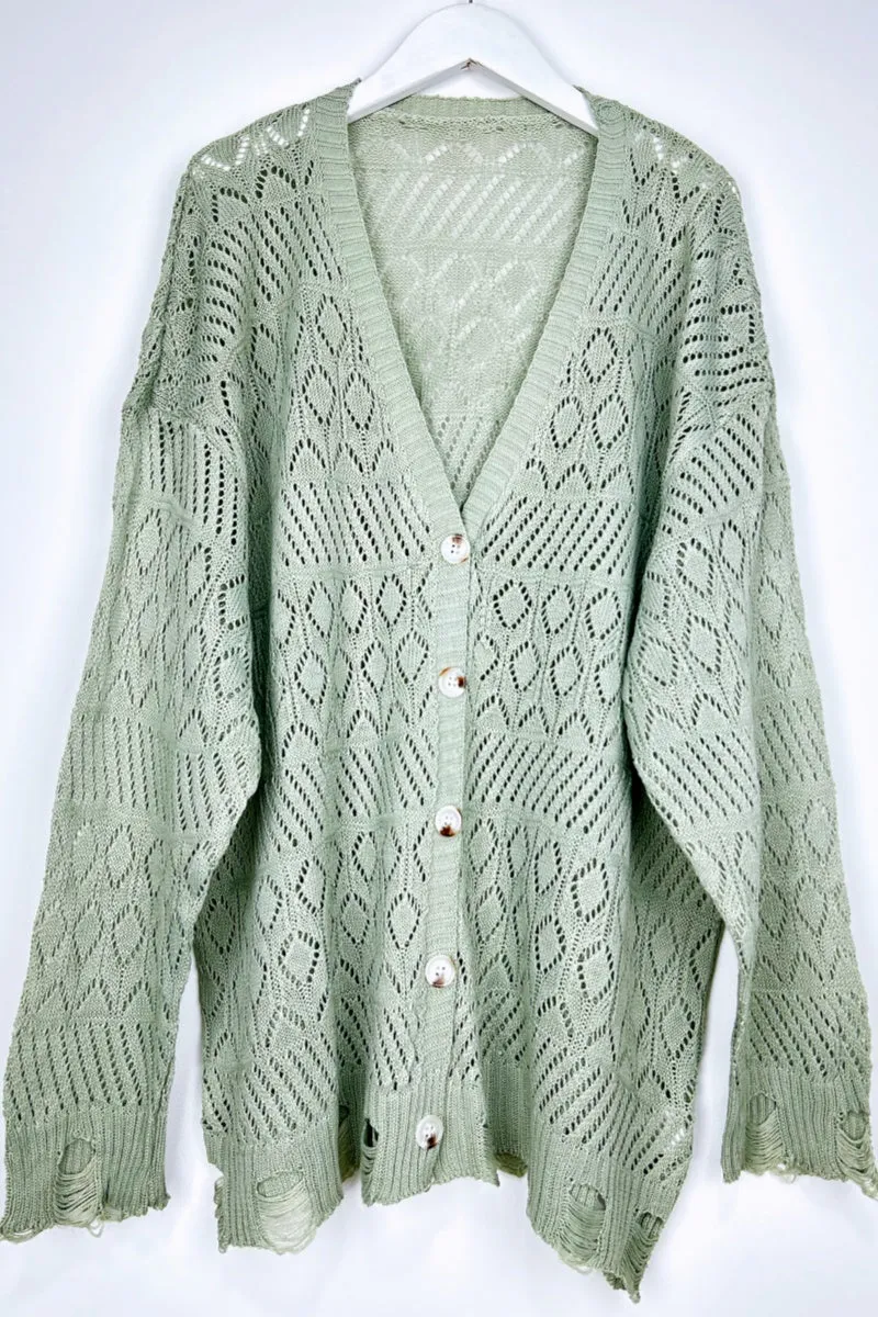 Vintage Cozy: Retro Frayed Hem Diamond Knit Pullover sold by Leto Collection product image thumbnail 3