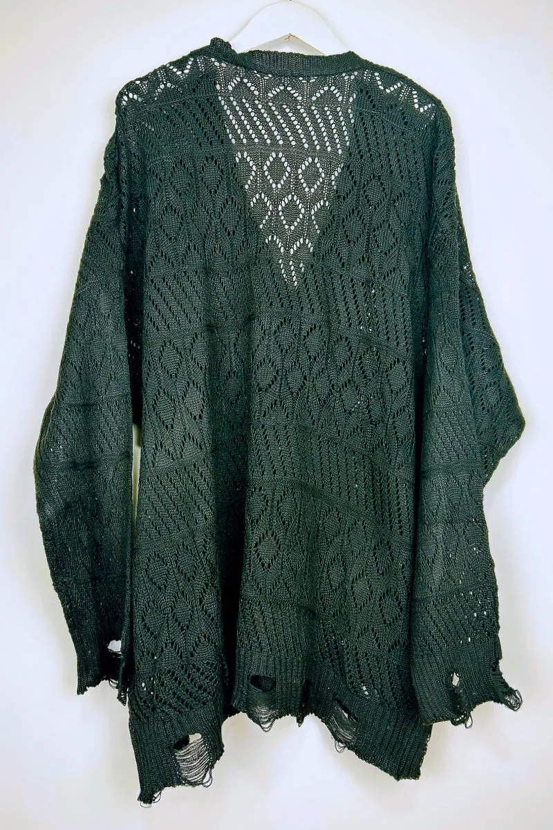 Vintage Cozy: Retro Frayed Hem Diamond Knit Pullover sold by Leto Collection product image thumbnail 4