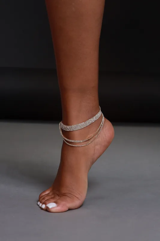 Diamond Drip Layered Rhinestone Anklet - Gold sold by Swankaposh