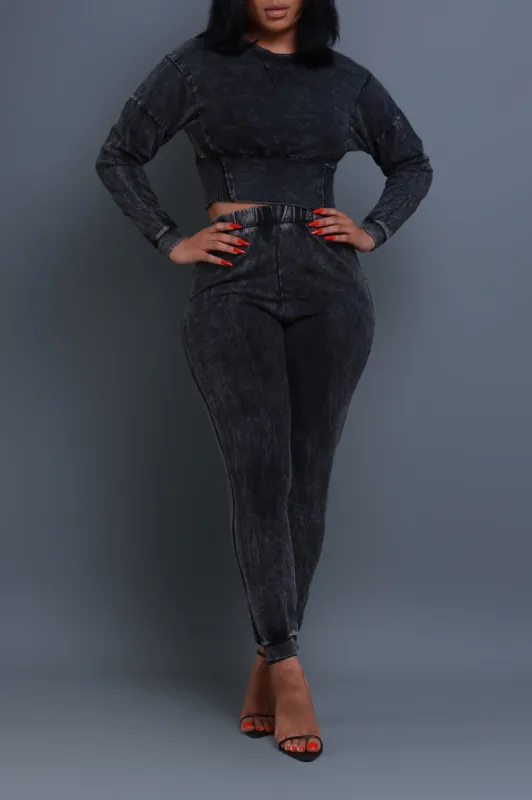 Top Fan Cropped Contrast Pants Set - Black sold by Swankaposh