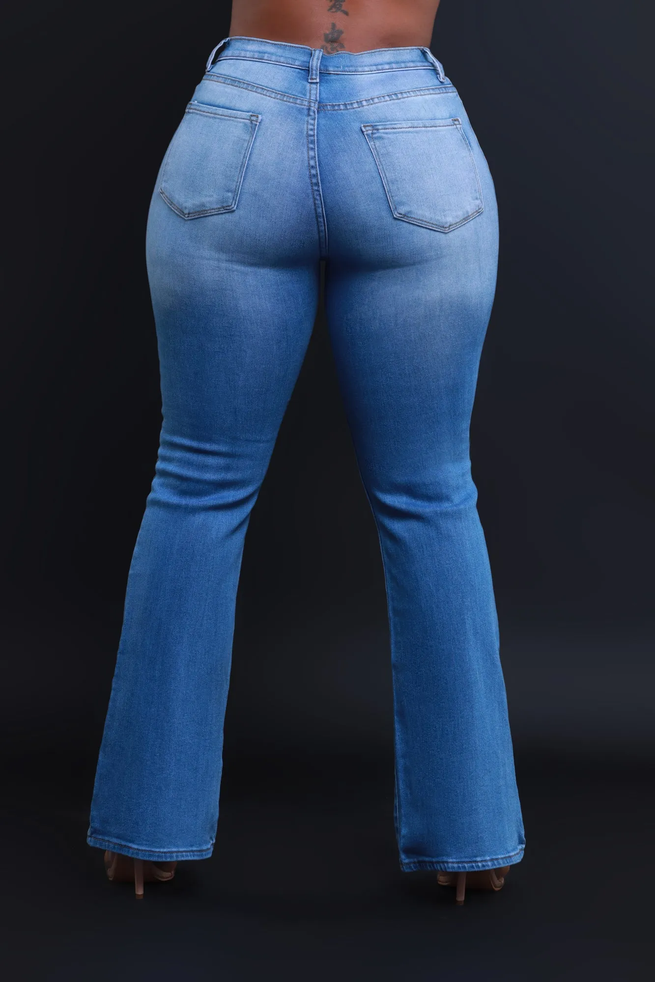 Owe You High Rise Ripped Bootcut Jeans - Medium Wash sold by Swankaposh product image thumbnail 3