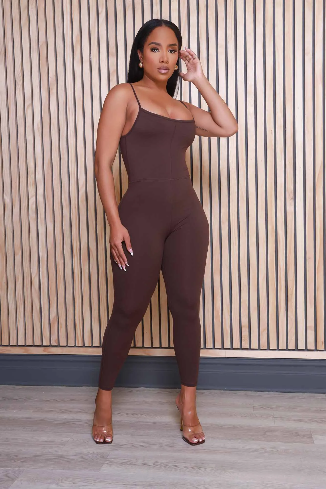 Rumor Has It Sleeveless Jumpsuit - Chocolate sold by Swankaposh product image thumbnail 5