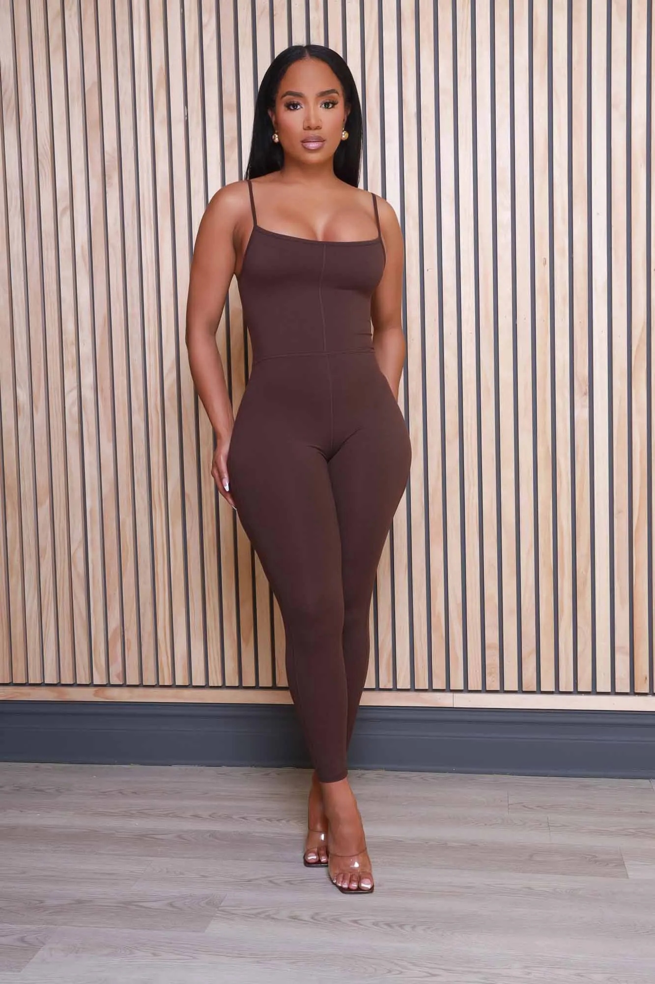 Rumor Has It Sleeveless Jumpsuit - Chocolate sold by Swankaposh product image thumbnail 4