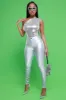 Kill The Lights One Shoulder Metallic Bodysuit - Silver sold by Swankaposh