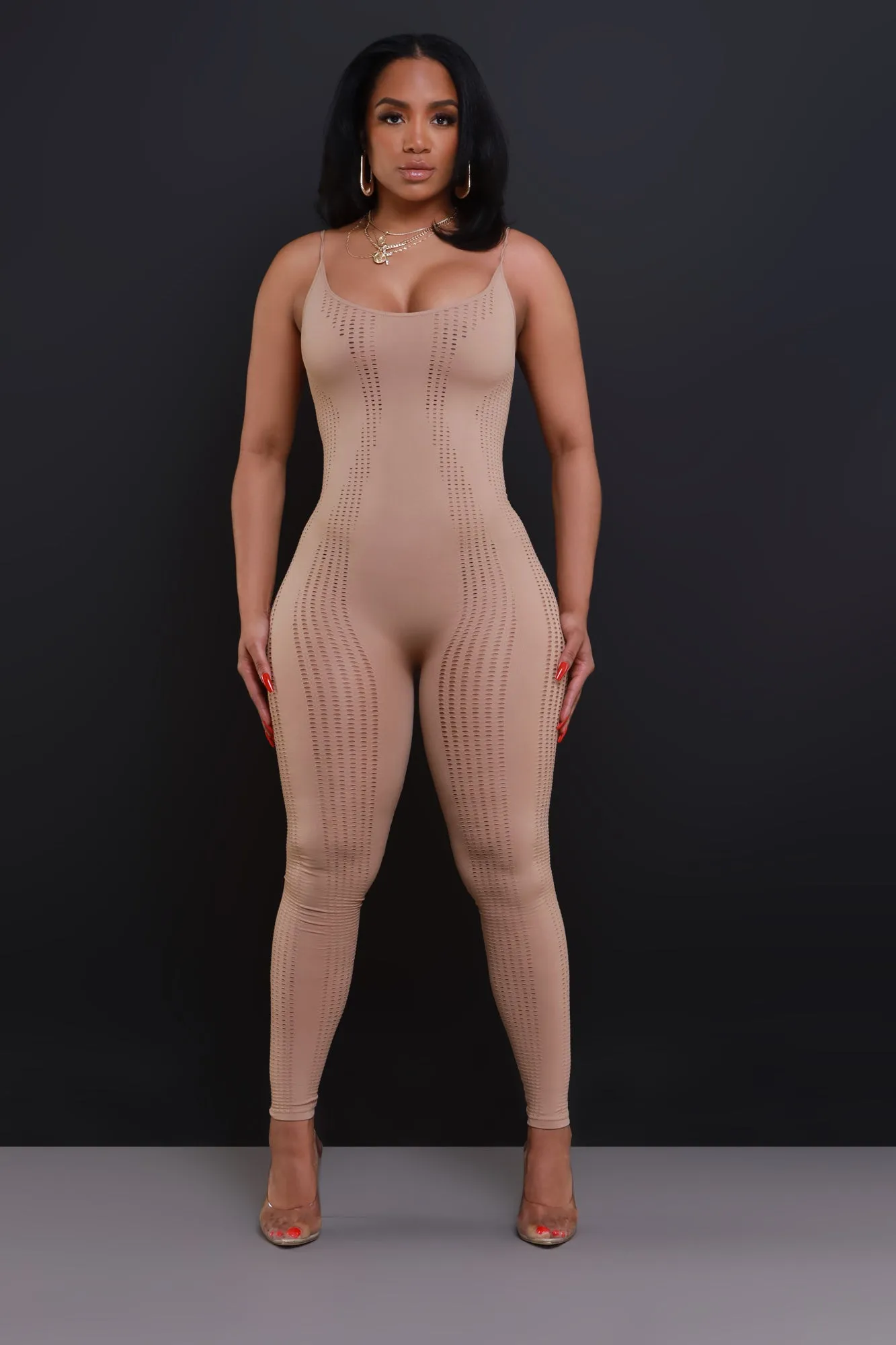Lovesick Seamless Open Knit Jumpsuit - Mocha sold by Swankaposh product image thumbnail 5