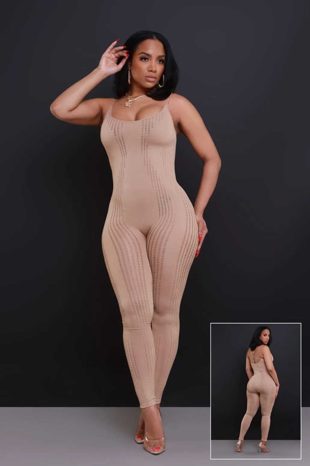 Lovesick Seamless Open Knit Jumpsuit - Mocha sold by Swankaposh