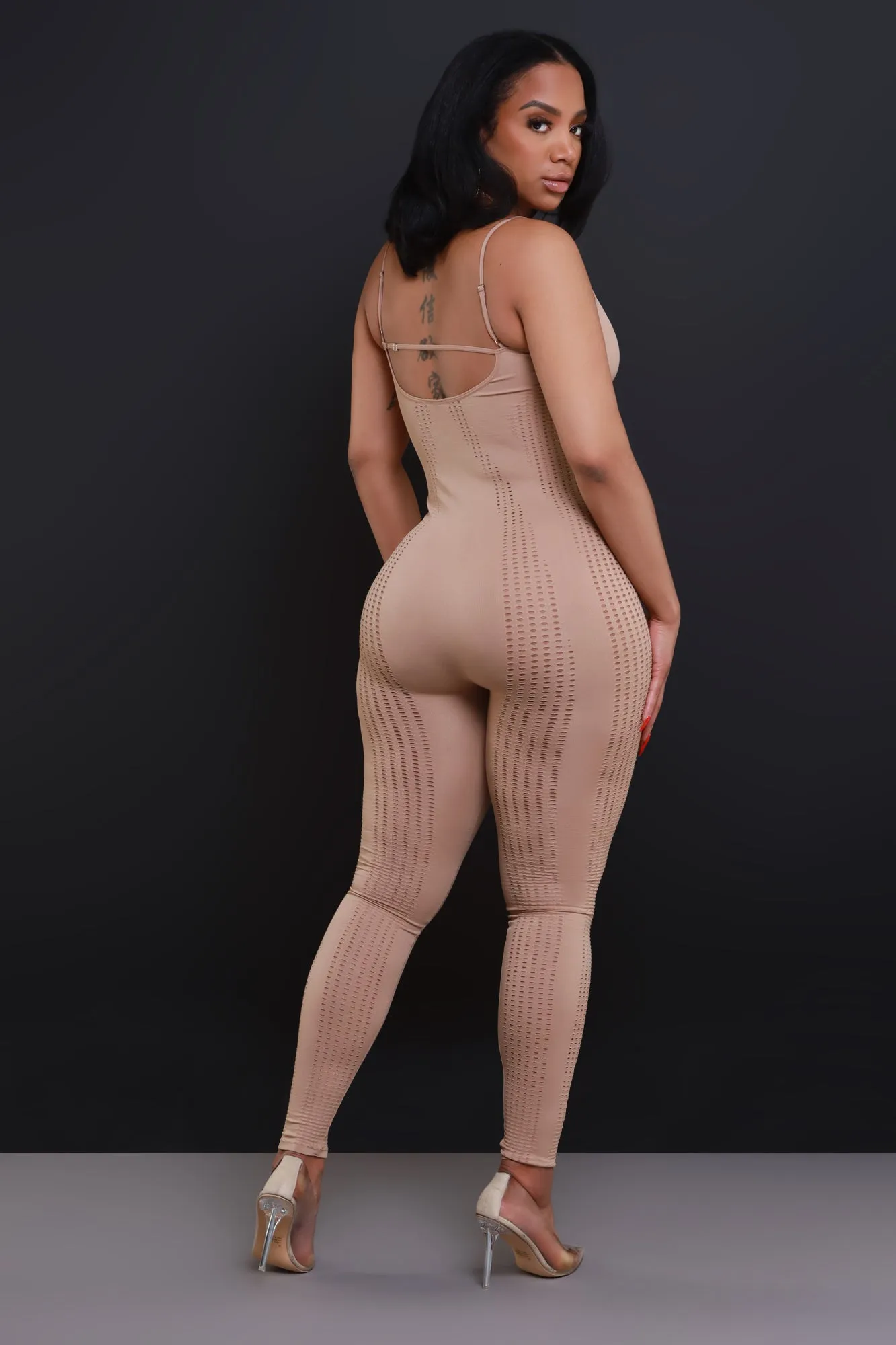 Lovesick Seamless Open Knit Jumpsuit - Mocha sold by Swankaposh product image thumbnail 2