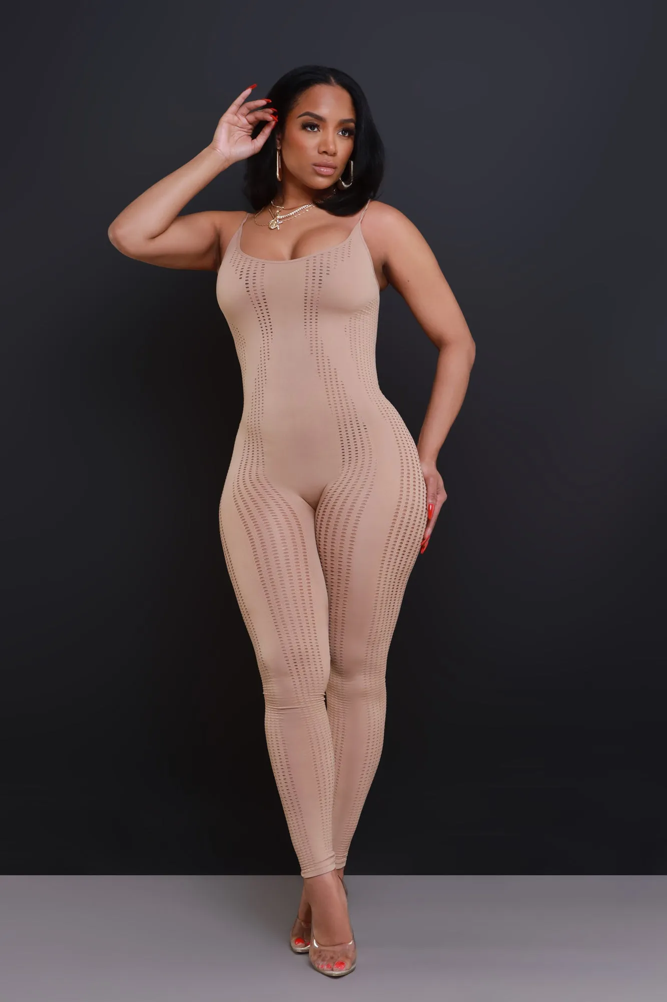 Lovesick Seamless Open Knit Jumpsuit - Mocha sold by Swankaposh product image thumbnail 4