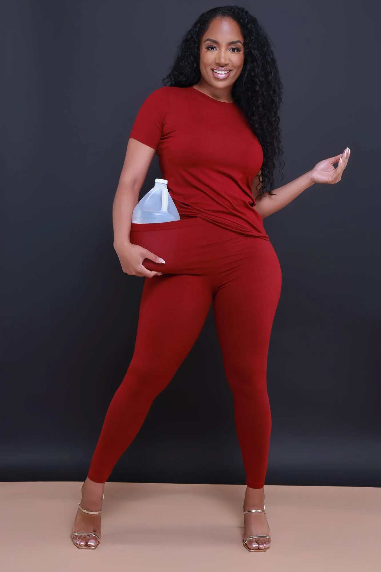 Perfect Timing Short Sleeve Pants Set - Burgundy sold by Swankaposh product image thumbnail 4