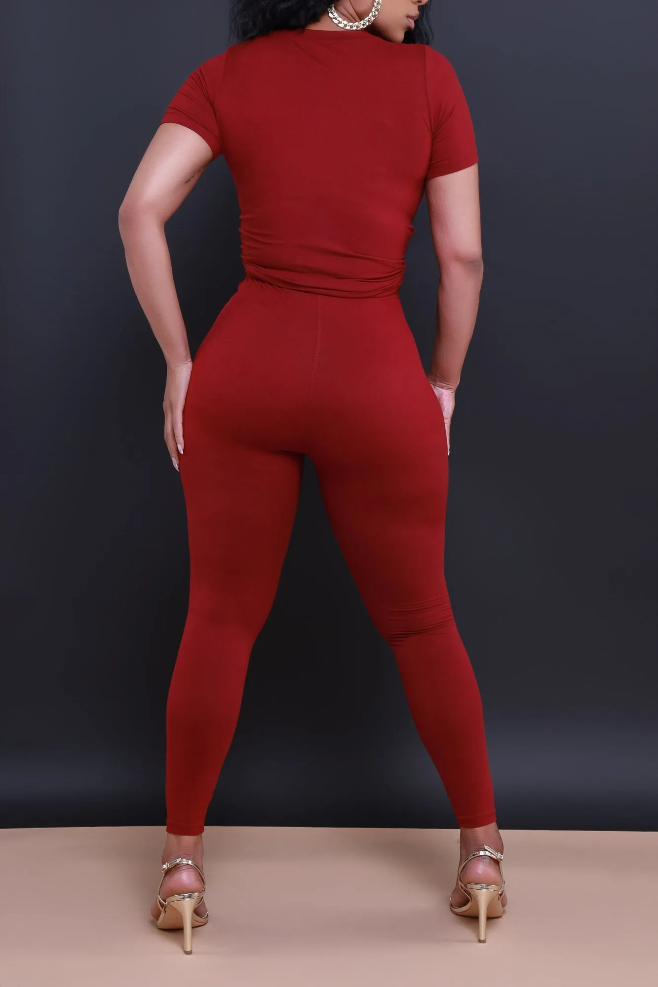 Perfect Timing Short Sleeve Pants Set - Burgundy sold by Swankaposh product image thumbnail 3