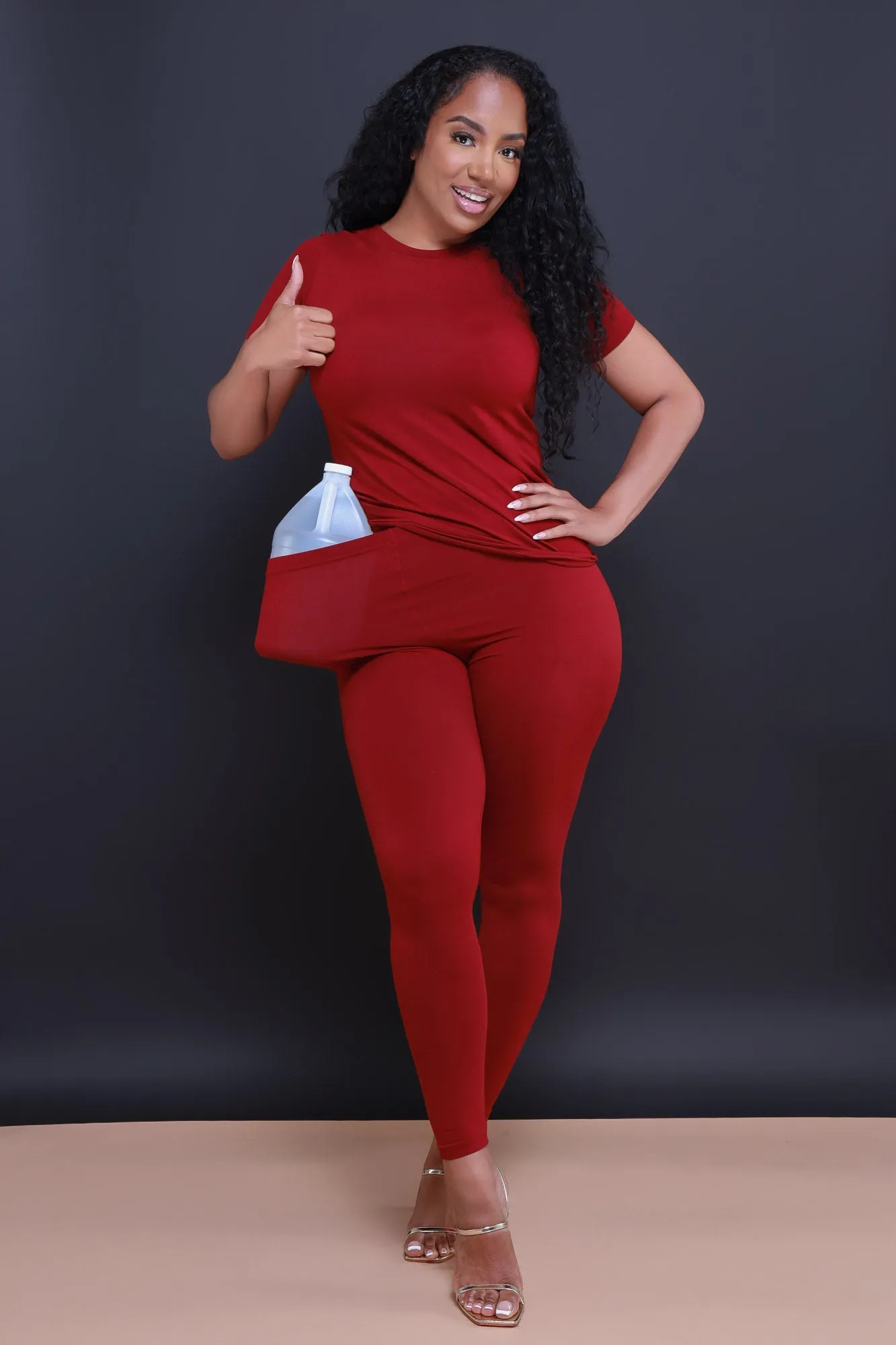 Perfect Timing Short Sleeve Pants Set - Burgundy sold by Swankaposh