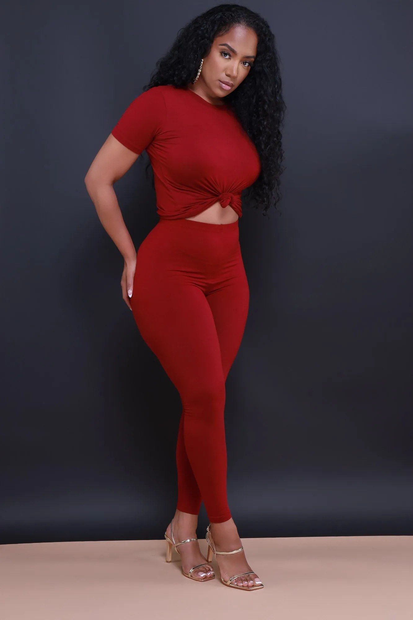 Perfect Timing Short Sleeve Pants Set - Burgundy sold by Swankaposh product image thumbnail 5