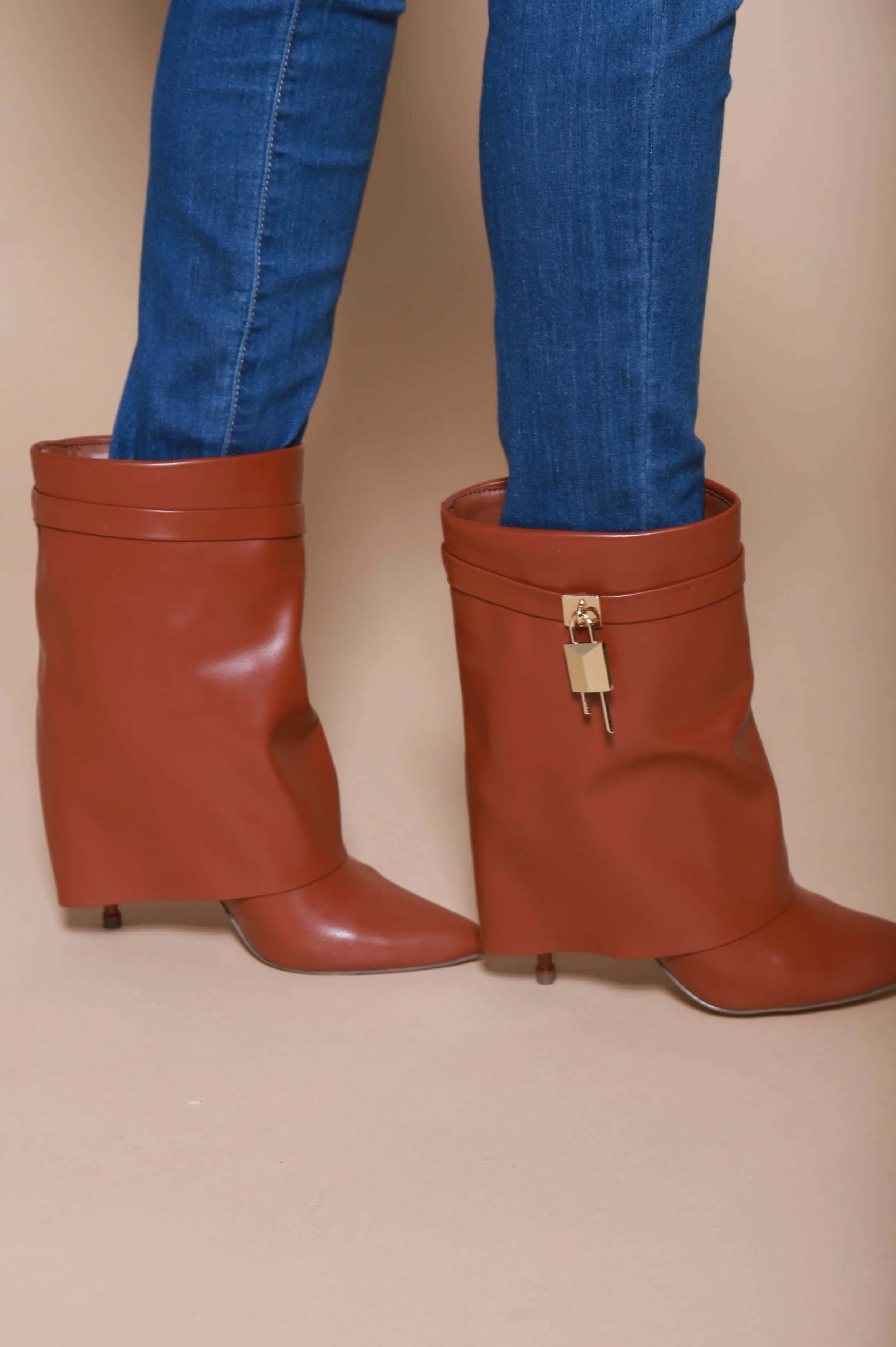 Say Yes Faux Leather High Heel Boot - Cognac sold by Swankaposh product image thumbnail 4