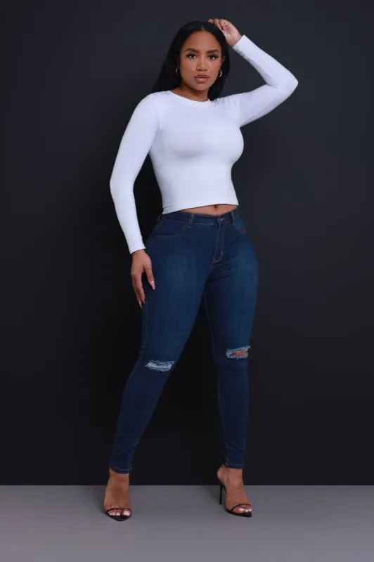 Having It High Rise Stretchy Jeans - Dark Wash sold by Swankaposh