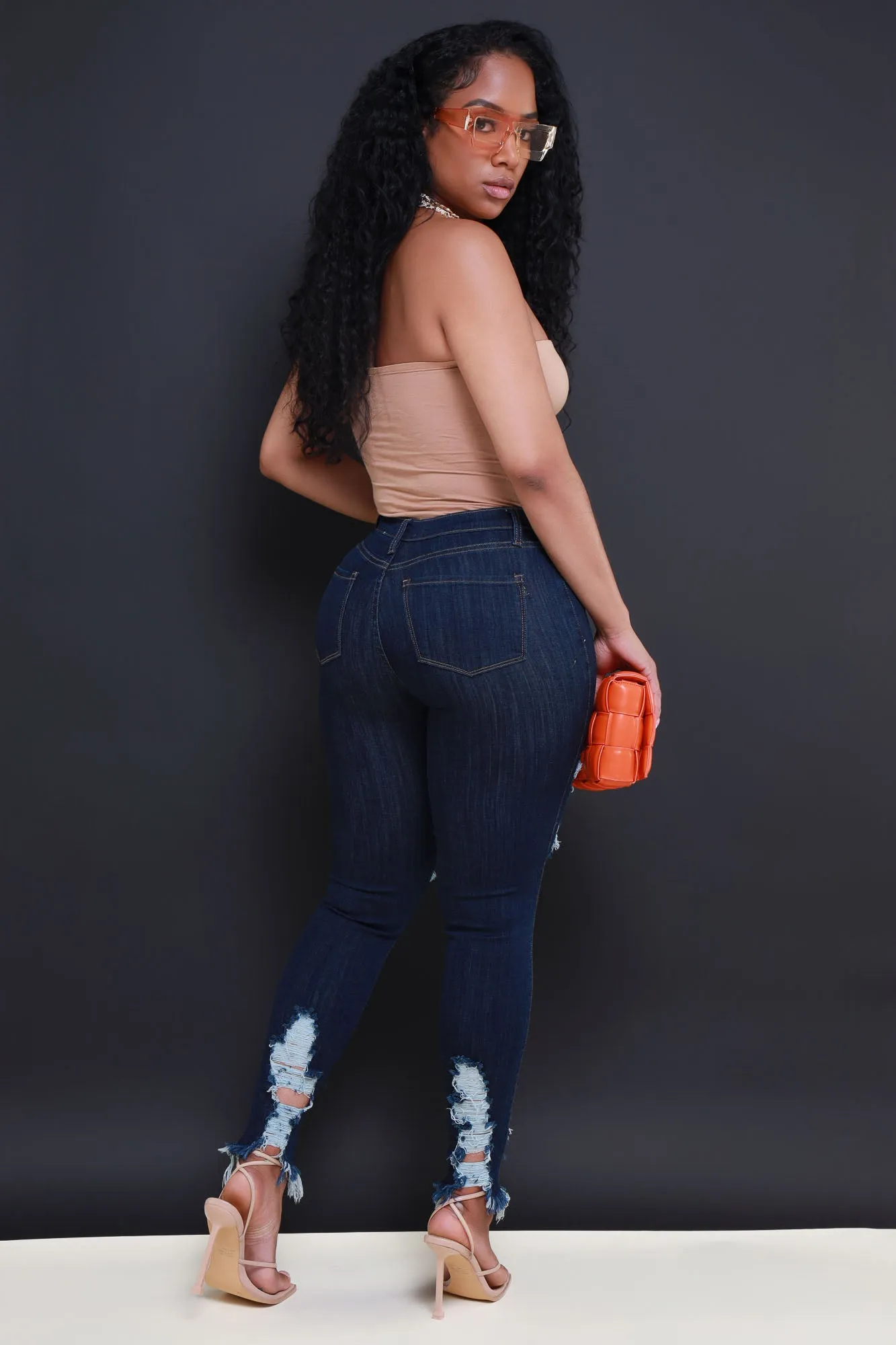 Witness Distressed High Rise Jeans - Dark Wash sold by Swankaposh product image thumbnail 2