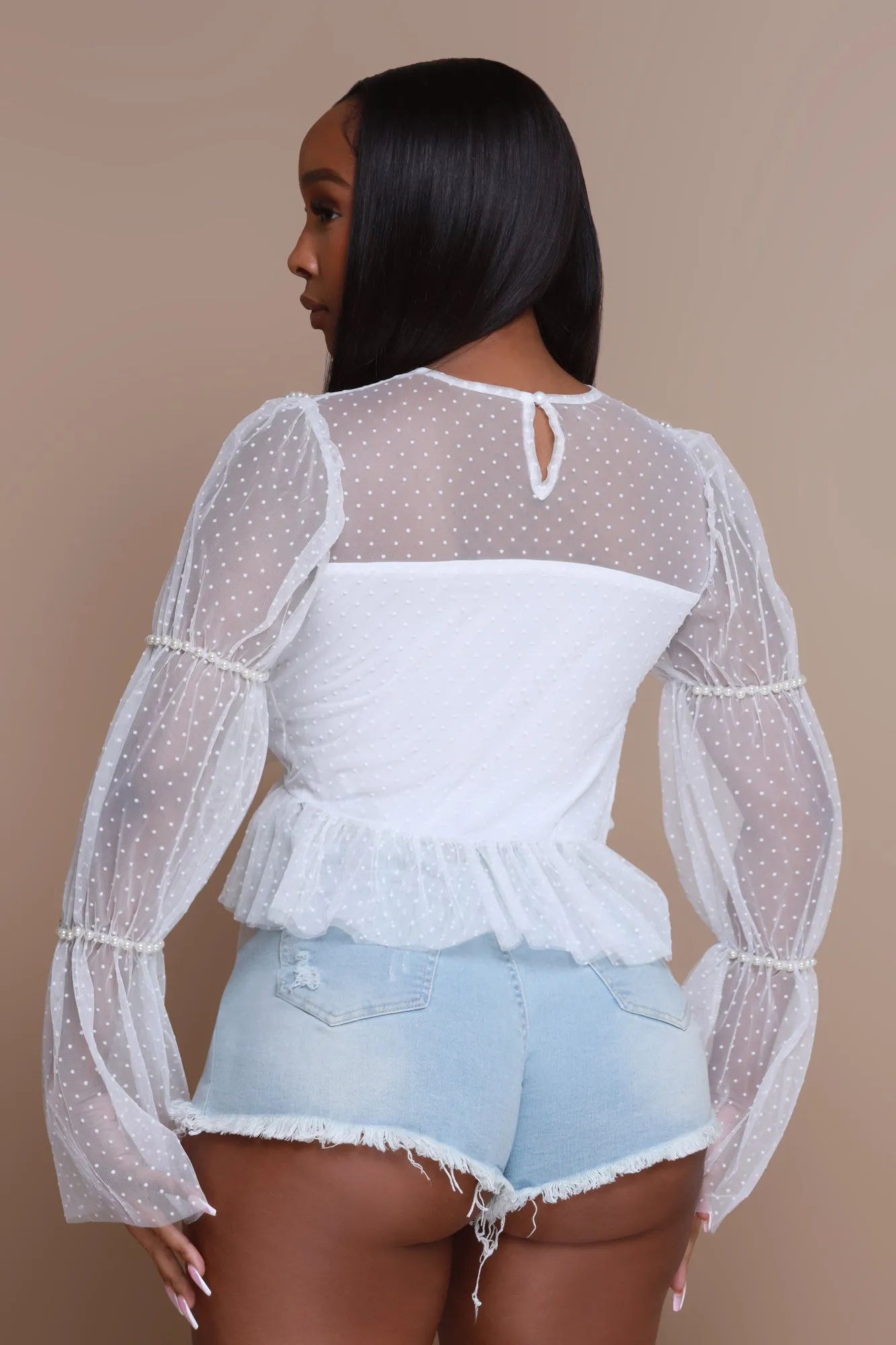 Wave Goodbye Pearl Embellished Lace Blouse - White sold by Swankaposh product image thumbnail 2